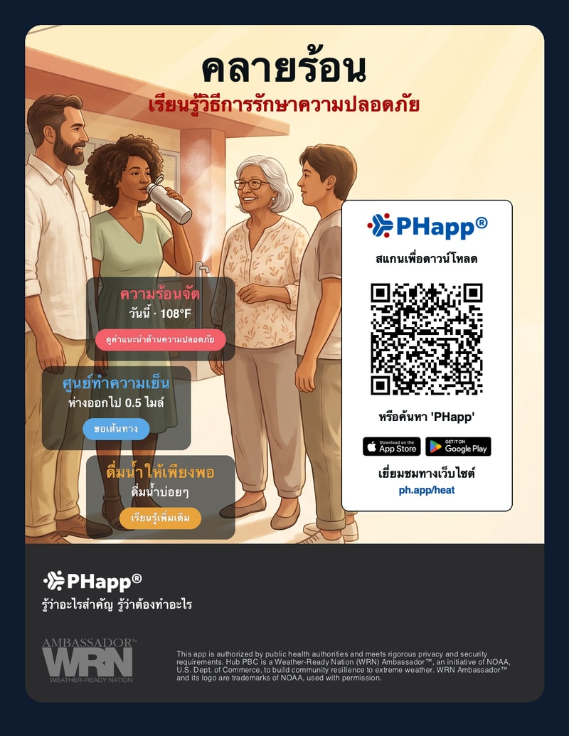 Extreme heat preparedness flyer in Thai